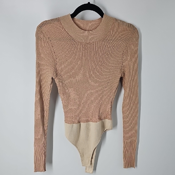 Free People Intimately Irridescent Gold Mock Turtleneck Bodysuit - Picture 1 of 9